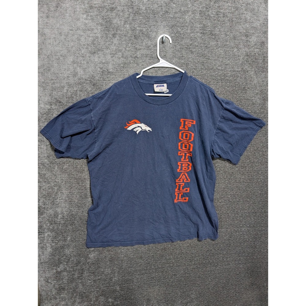 Vintage 1997 Denver Broncos CSA Football T-Shirt Navy Blue Mens XL Graphic Tee